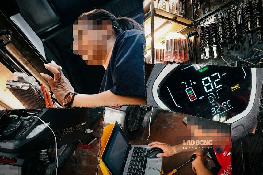 With just a few operations, electric motorbikes can be unlocked at speeds exceeding the design, leading to the risk of losing warranty and unsafety. Photos using AI: Reporter group.