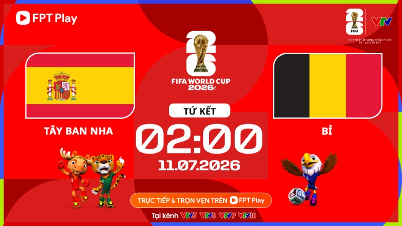 Link xem trực tiếp bóng đá Tây Ban Nha vs Bỉ tại World Cup 2026. Ảnh: FPT Play