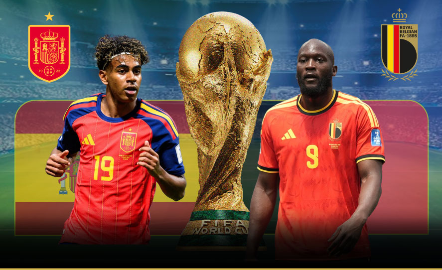 Đội tuyển Tây Ban Nha vs Bỉ tại tứ kết World Cup 2026. Đồ họa: Dương Anh