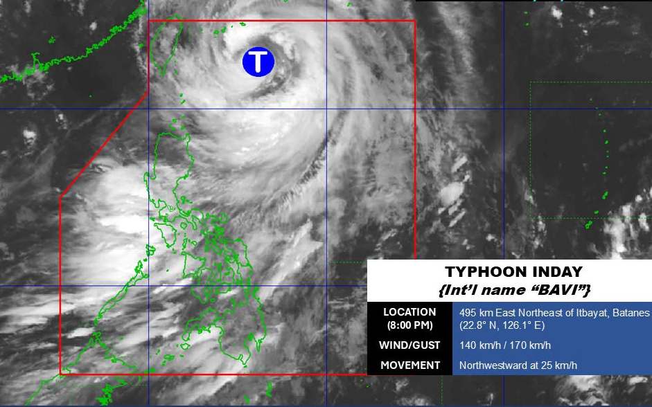 Super typhoon Ba Vi is expected to cause heavy rain on land. Photo: PAGASA