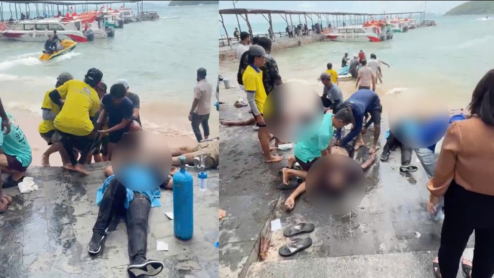 Rescue work for the canoe capsizing in Phu Quoc is being actively carried out. Photo provided by Reader