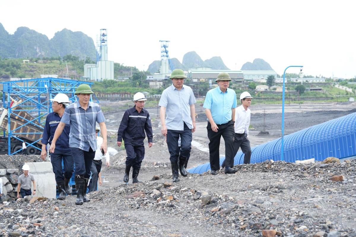 Lãnh đạo TKV kiểm tra dự án. Ảnh: Truyền thông TKV