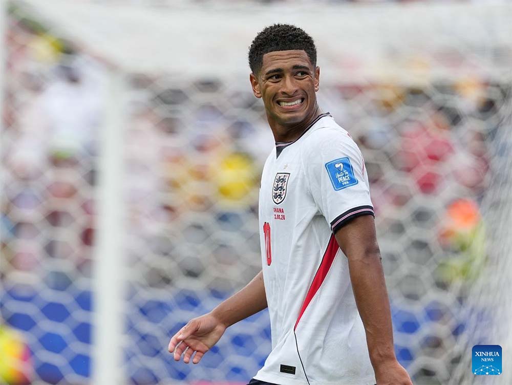 Jude Bellingham's equalizing goal in England's victory over Norway in the 2026 World Cup quarter-finals is causing much controversy. Photo: Xinhua