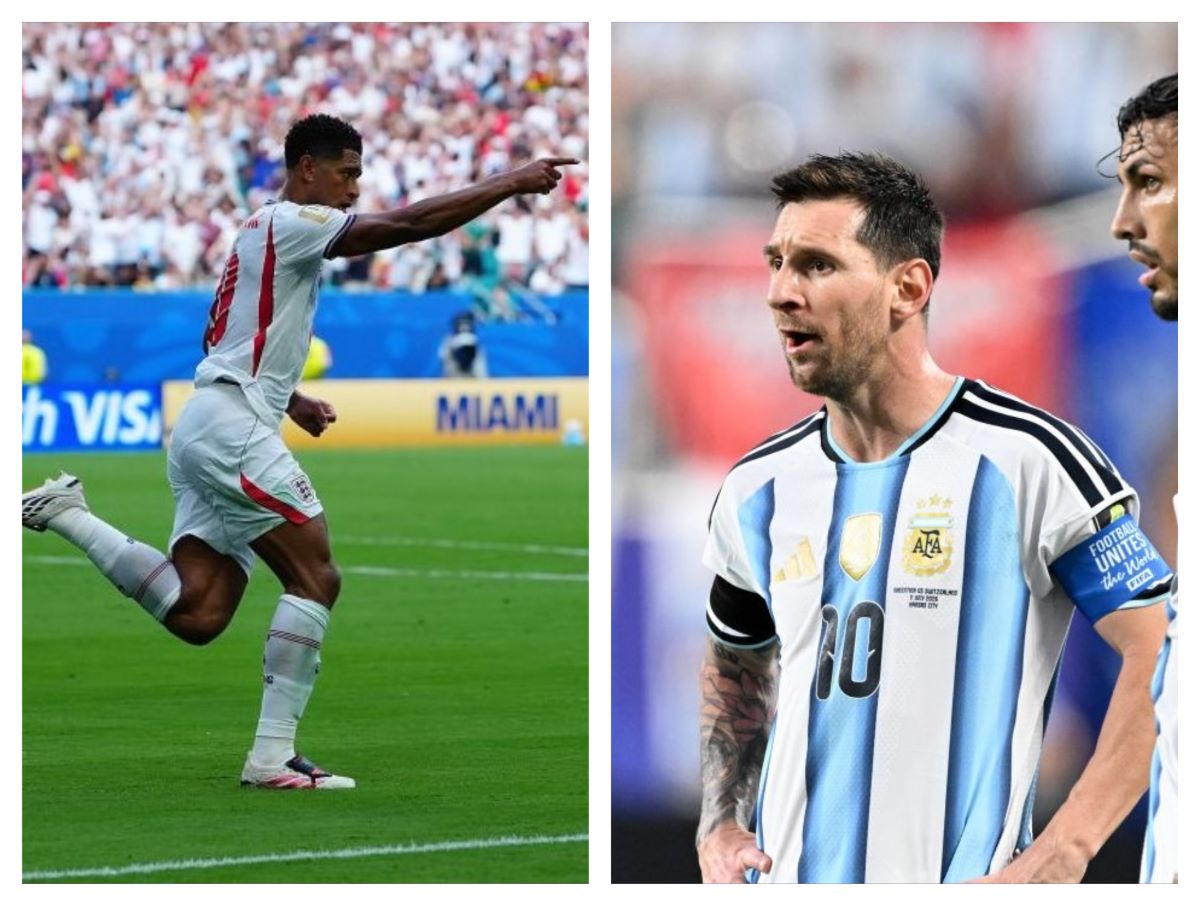 Trận bán kết World Cup 2026 Anh vs Argentina sẽ là cuộc đối đầu đáng nhớ giữa Jude Bellingham và Lionel Messi. Ảnh: Xinhua