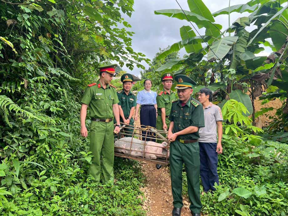Soutenir les animaux reproducteurs pour aider les personnes réhabilitées à développer l'économie et à se réintégrer dans la communauté. Photo: Police de Cao Bằng