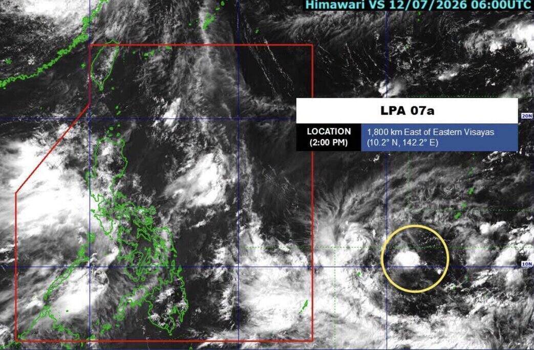 New low pressure 07a formed near the Philippines right after Typhoon Ba Vi just made landfall in China on the night of July 11. Photo: PAGASA