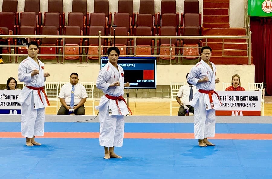 Vietnamese karate athletes competed well to win in the men's team kata event in this year's tournament. Photo: Hoai Viet