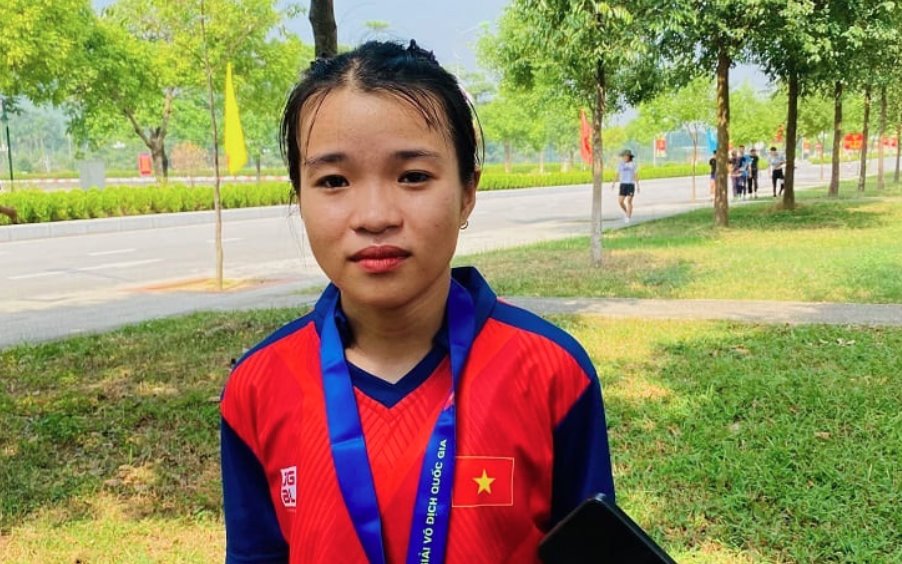 Athlete Le Thi Tuyet is focusing on competing in the 5,000m and 10,000m events of the Vietnam Athletics Team. Photo: Hoai Viet