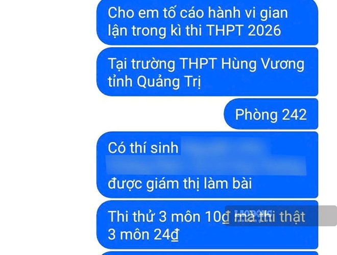 Thông tin phản ánh tiêu cực tại Trường THPT Hùng Vương, tỉnh Quảng Trị. Ảnh: Công Sáng