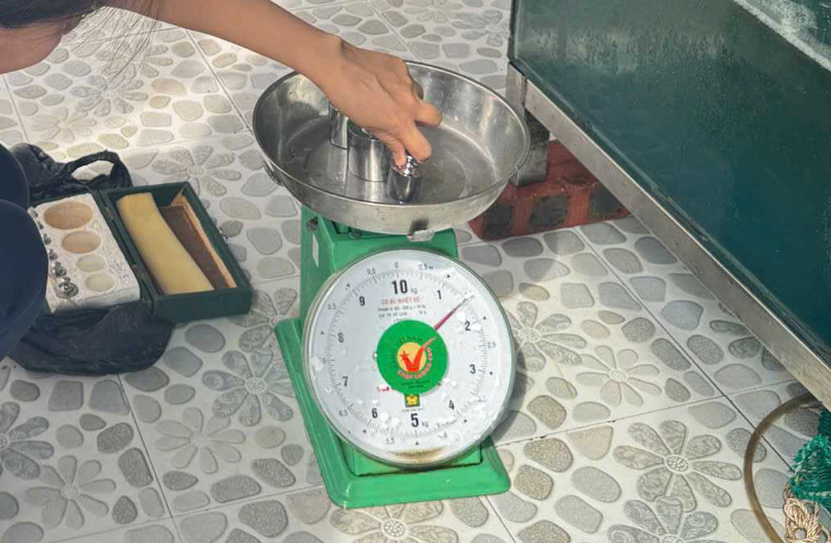 Inter-sectoral inspection team of Bai Chay ward inspects scales at the restaurant. Photo: Bai Chay e-Portal