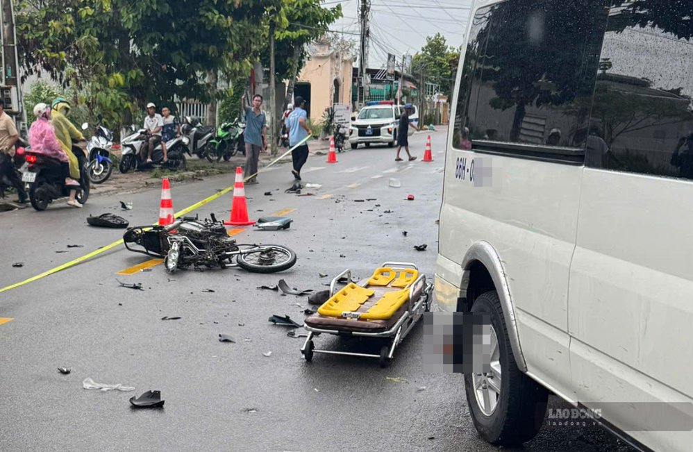 Scene of the chain collision between 3 vehicles. Photo: Duy Tuan