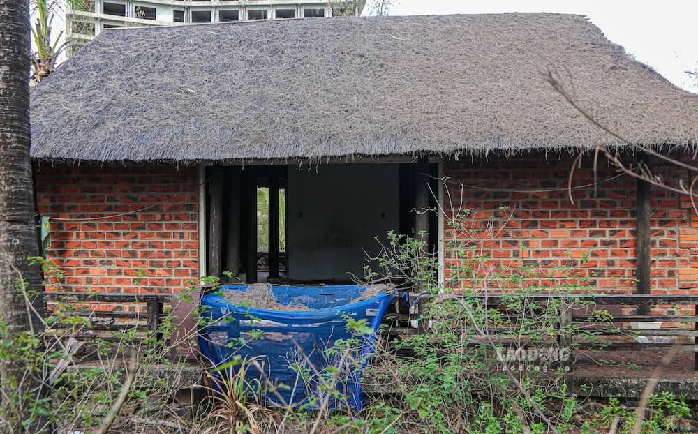 Một căn bungalow tại dự án Khu du lịch sinh thái Sài Gòn - Bảo Ninh xây dựng dang dở rồi bỏ hoang nhiều năm, cỏ dại bao phủ. Ảnh: Nguyễn Luân