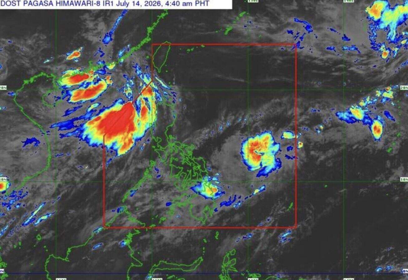 Imágenes de satélite publicadas por PAGASA a las 4:40 del 14 de julio, registran que el tifón tropical Josie continúa moviéndose en dirección noroeste y se debilita gradualmente antes de abandonar la Zona de Responsabilidad de Filipinas (PAR). Foto: PAGASA