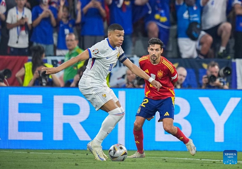 Pháp vs Tây Ban Nha từng gặp nhau gần nhất tại EURO 2024. Ảnh: Xinhua
