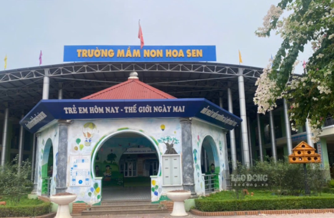Trường Mầm non Hoa Sen xã Hoài Đức, Hà Nội trong dịp hè, trường có gần 300 học sinh đang theo học. Ảnh: Hạnh Thơm 