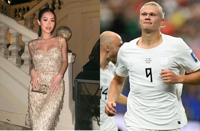 Tien Nguyen - daughter of billionaire Johnathan Hanh Nguyen, unexpectedly shared a moment taken with striker Erling Haaland. Photo NVCC/Xinhua