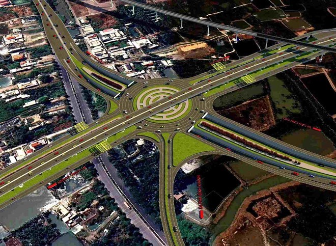 Phối cảnh nút giao đường Rừng Sác với cao tốc Bến Lức - Long Thành. Ảnh: Sở Xây dựng TPHCM