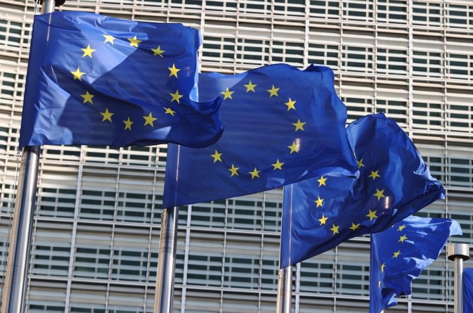 EU flag at headquarters in Brussels, Belgium. Photo: Xinhua