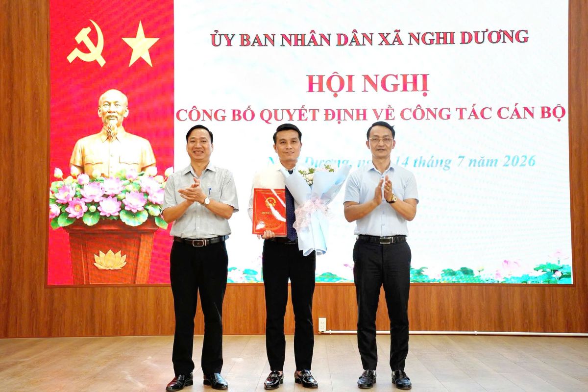 Nghi Duong commune awards decisions to appoint officials. Photo: Nghi Duong Commune e-Portal - Hai Phong City
