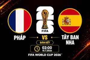 Live football France vs Spain in the 2026 World Cup semi-finals.