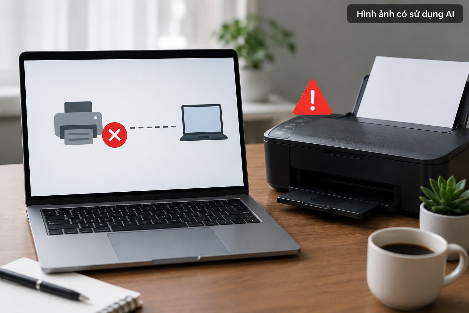 Computers not receiving printers is a common error when printing documents, causing work to be interrupted. Graphics: AI