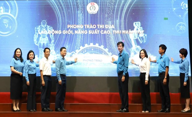 Công đoàn Xây dựng Việt Nam tổ chức Lễ phát động Phong trào thi đua “Lao động giỏi, Năng suất cao, Thu nhập tốt”. Ảnh: Công đoàn Xây dựng Việt Nam