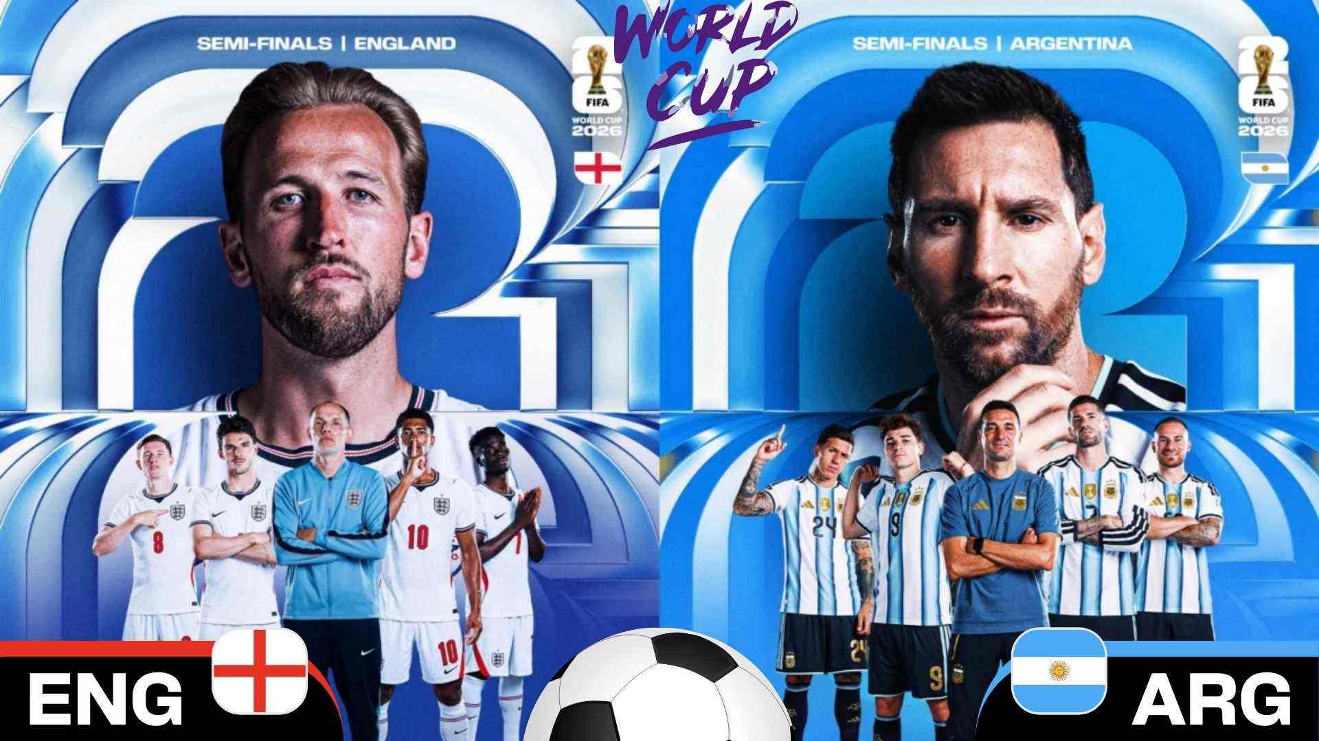 Đội tuyển Anh và Argentina sẽ bước vào trận bán kết World Cup 2026 lúc 02h00 ngày 16.7 (giờ Việt Nam), hứa hẹn tạo nên màn so tài đỉnh cao để tranh tấm vé vào trận chung kết. Đồ hoa: Minh Vũ