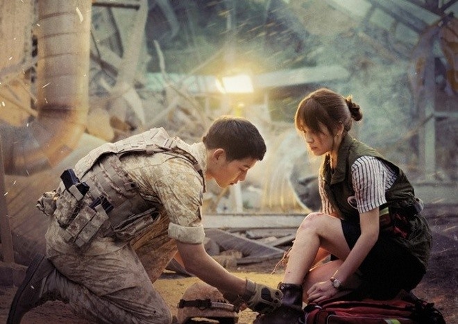 Imagen de Song Joong Ki y Song Hye Kyo en la película "Descendientes del sol". Foto de Netflix