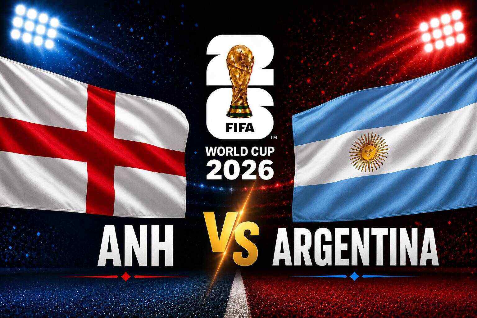 2026年ワールドカップ準決勝 イングランド対アルゼンチン戦のスコア予想。グラフィック:ヴァン・アン