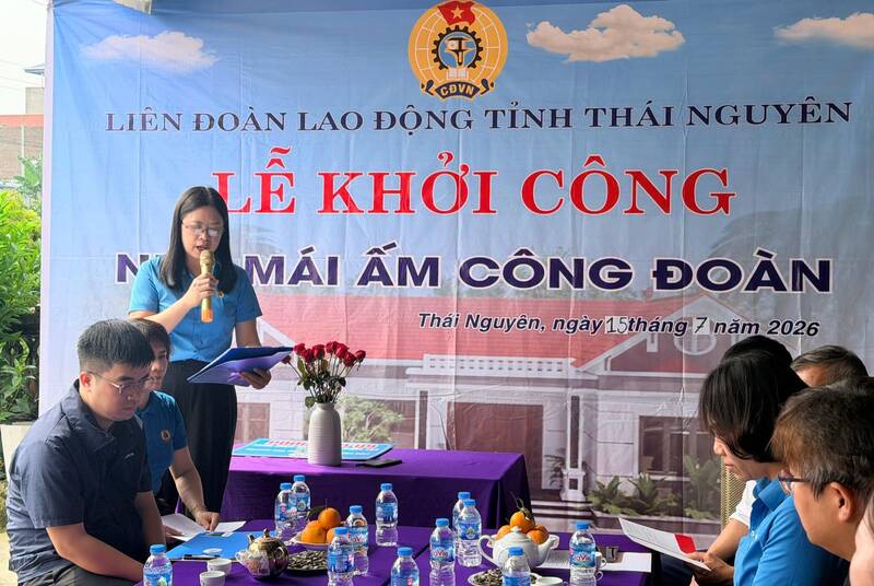 Lễ khởi công xây dựng Mái ấm Công đoàn. Ảnh: Công đoàn Thái Nguyên