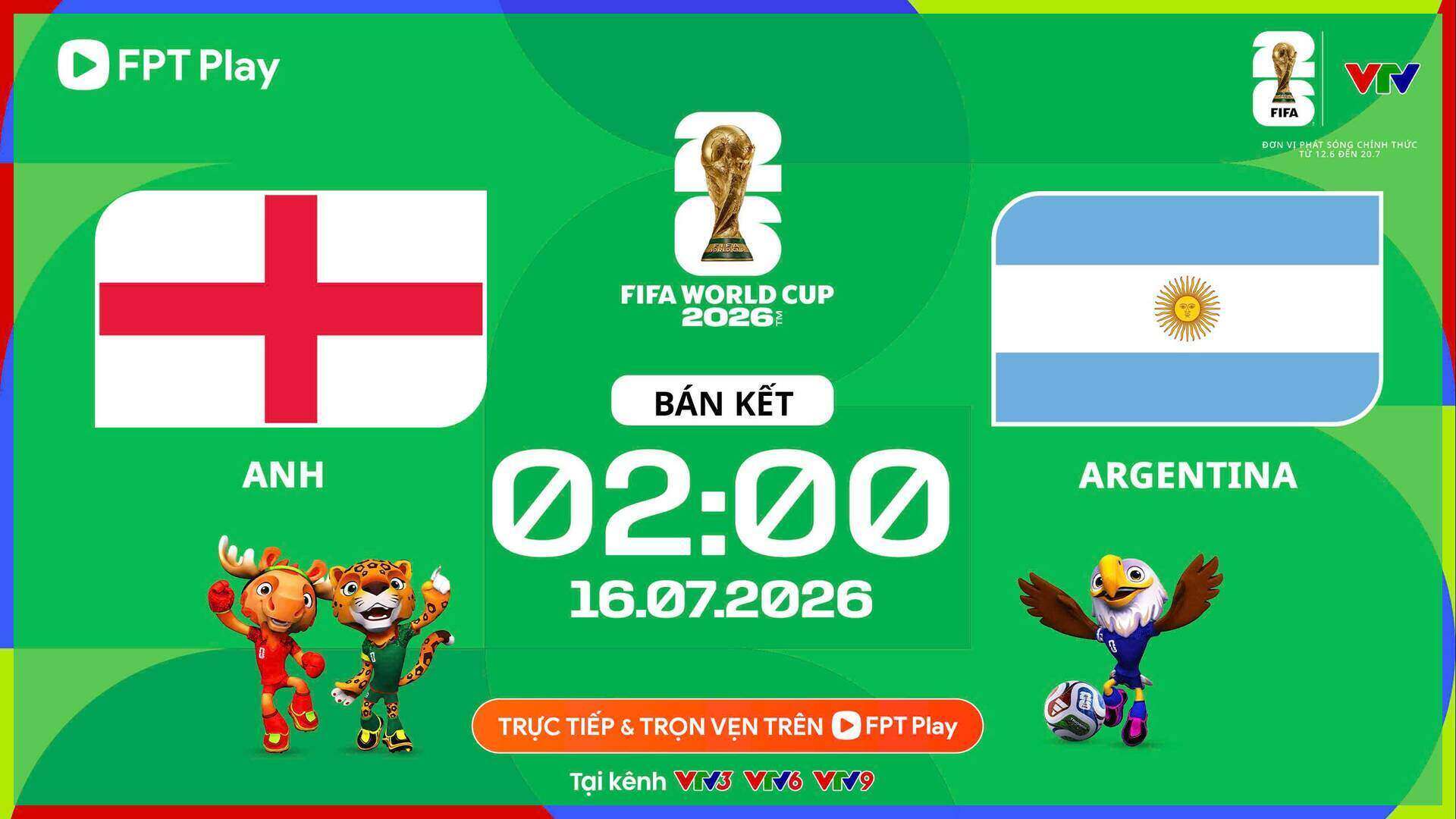 England vs Argentina in the World Cup 2026 semi-finals. Graphics: FPT Play