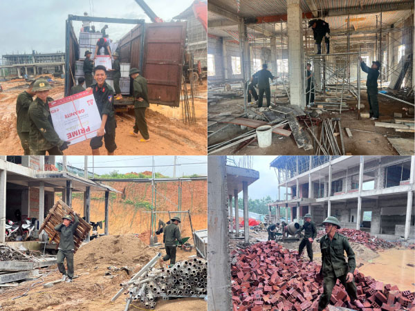 Cảnh sát cơ động chung tay xây dựng trường nội trú ở Mô Rai
