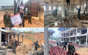 Cảnh sát cơ động chung tay xây dựng trường nội trú ở Mô Rai