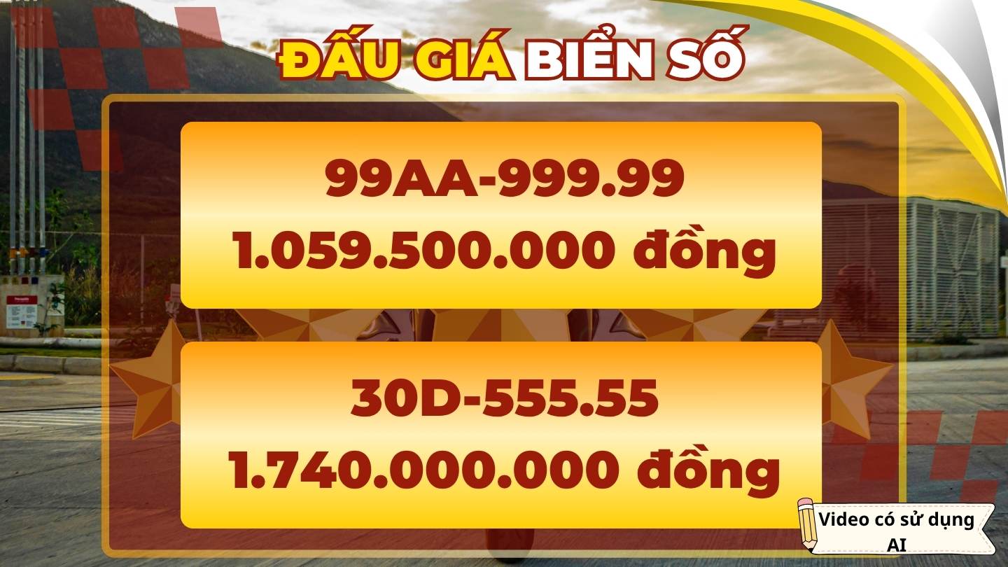 The huge price of license plate 99AA-999. 99 in the auction session on July 15