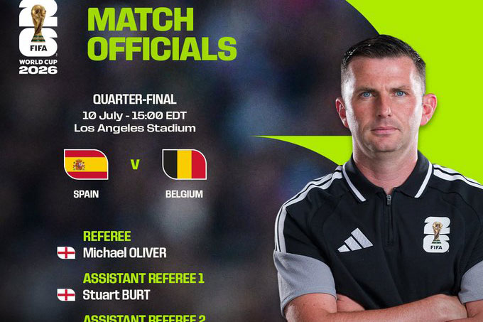 Referee Michael Oliver used to officiate in the match between 2 European representatives, but he and his English colleague Anthony Taylor were not assigned to officiate the 2026 World Cup final. Photo: FIFA