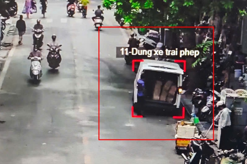A car recorded by AI camera for traffic tickets. Photo: Hanoi Traffic Police Department
