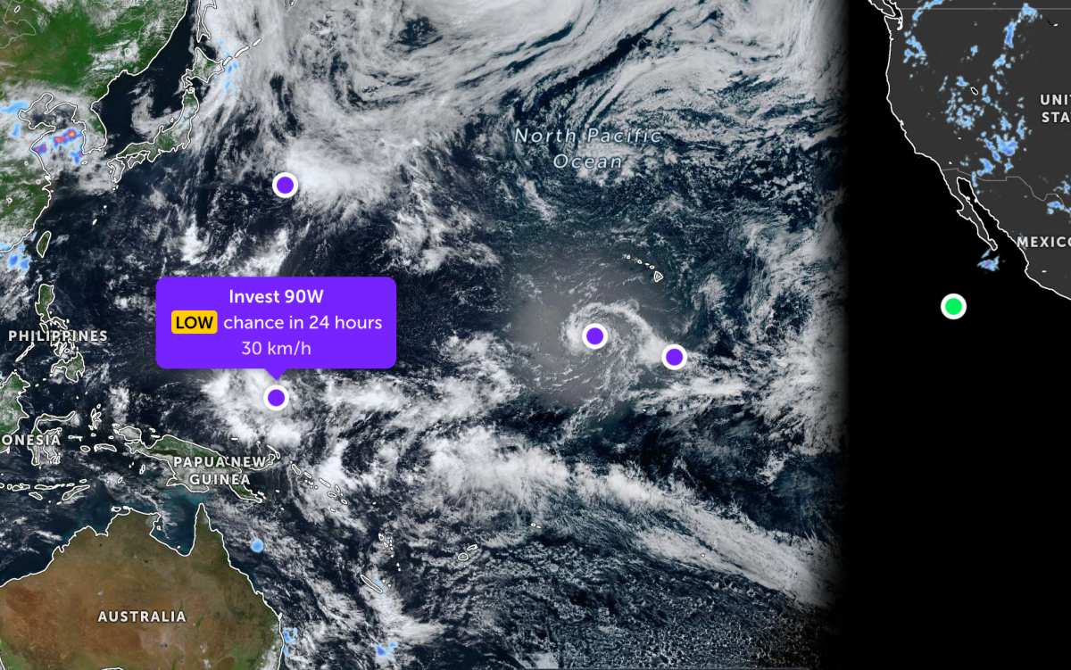 太平洋で連続して発生する低気圧。写真:JTWC