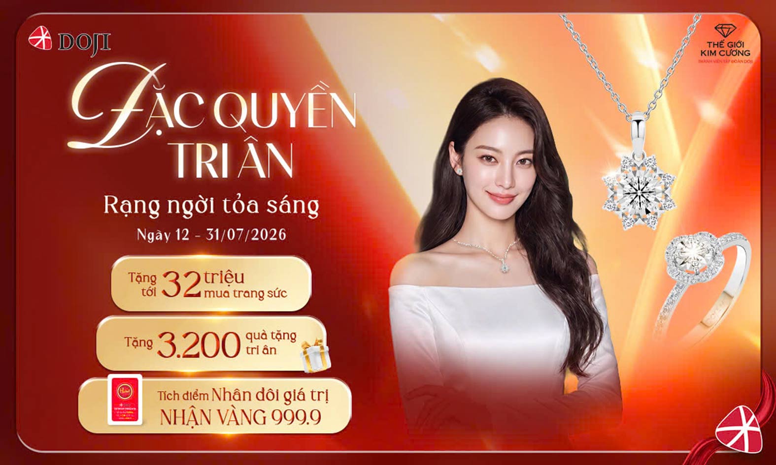 DOJI và Thế Giới Kim Cương tri ân khách hàng bằng những đặc quyền thiết thực nhân dịp 32 năm sinh nhật. Ảnh: Doji