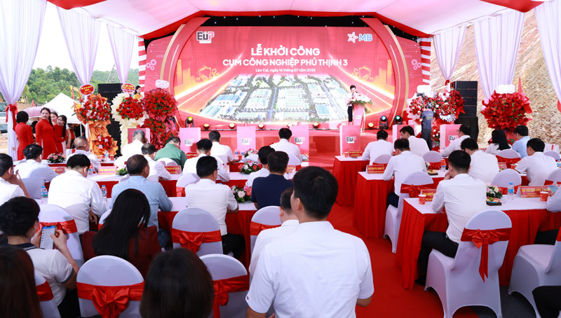 Groundbreaking ceremony of Phu Thinh 3 Industrial Cluster takes place within the framework of the 2026 Investment Promotion Conference. Photo: Lao Cai Information Portal