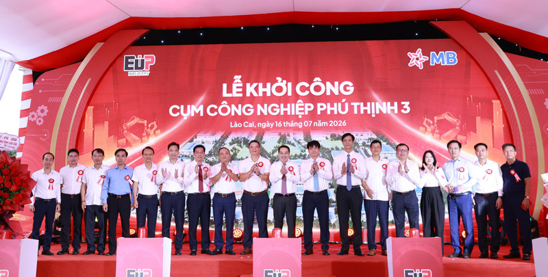 Cụm công nghiệp Phú Thịnh 3 có quy mô 75 ha, tổng mức đầu tư hơn 550 tỉ đồng, được kỳ vọng tạo thêm quỹ đất công nghiệp cho Lào Cai. Ảnh: Cổng thông tin Lào Cai