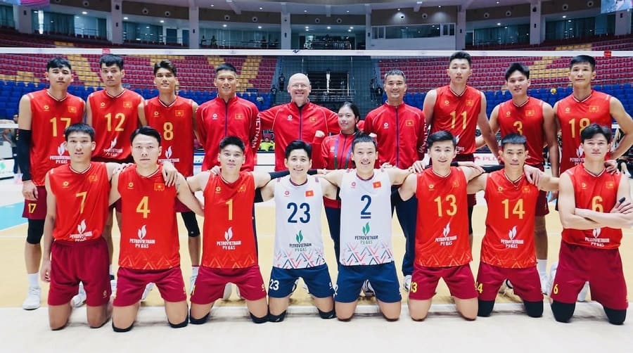 The Vietnamese men's volleyball team is participating in the tournament in the Philippines. Photo: SEA V.Cup 2026