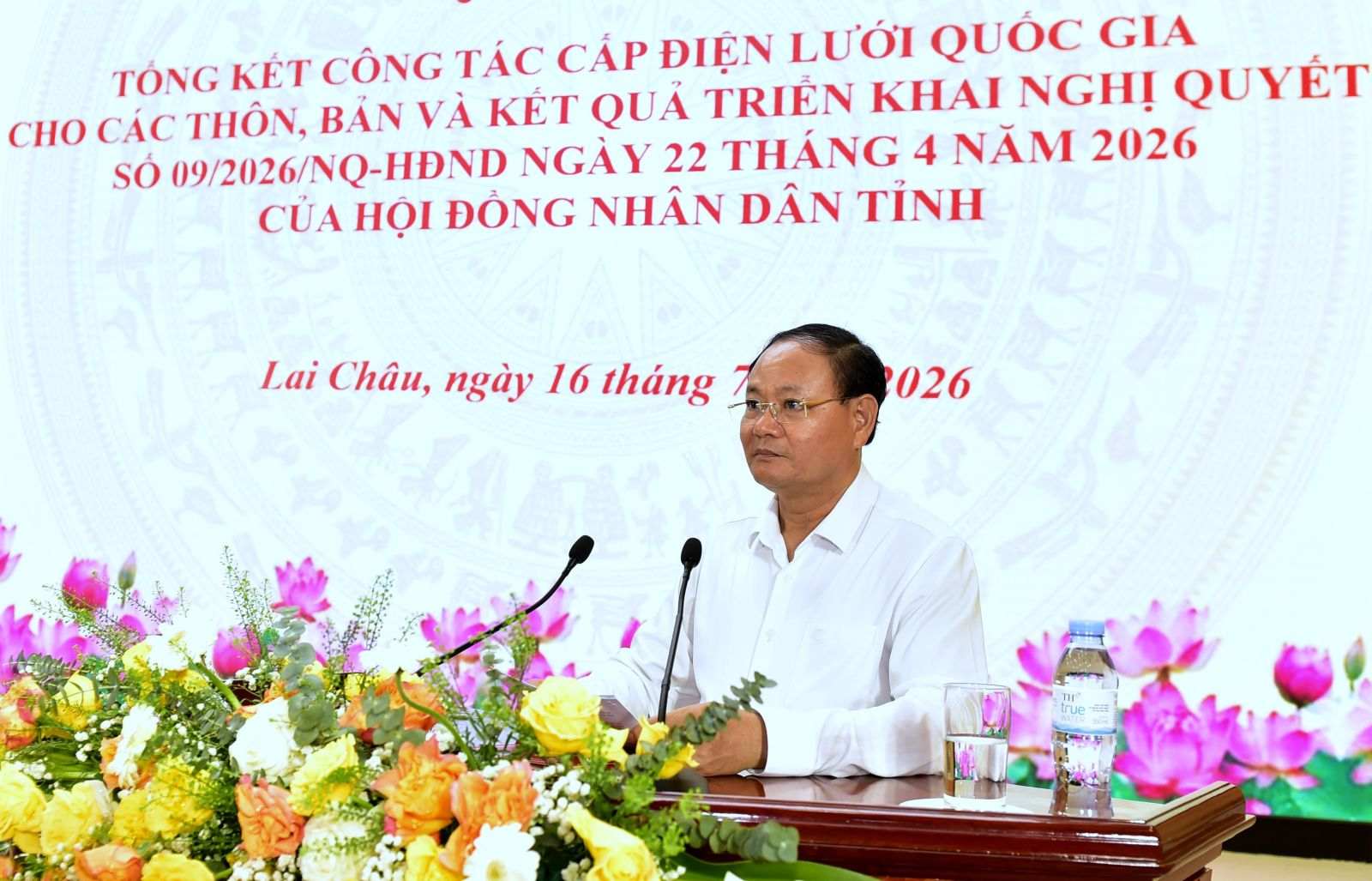 Bí thư Tỉnh uỷ Lai Châu Lê Minh Ngân phát biểu tại hội nghị. Ảnh: Laichau.gov.vn