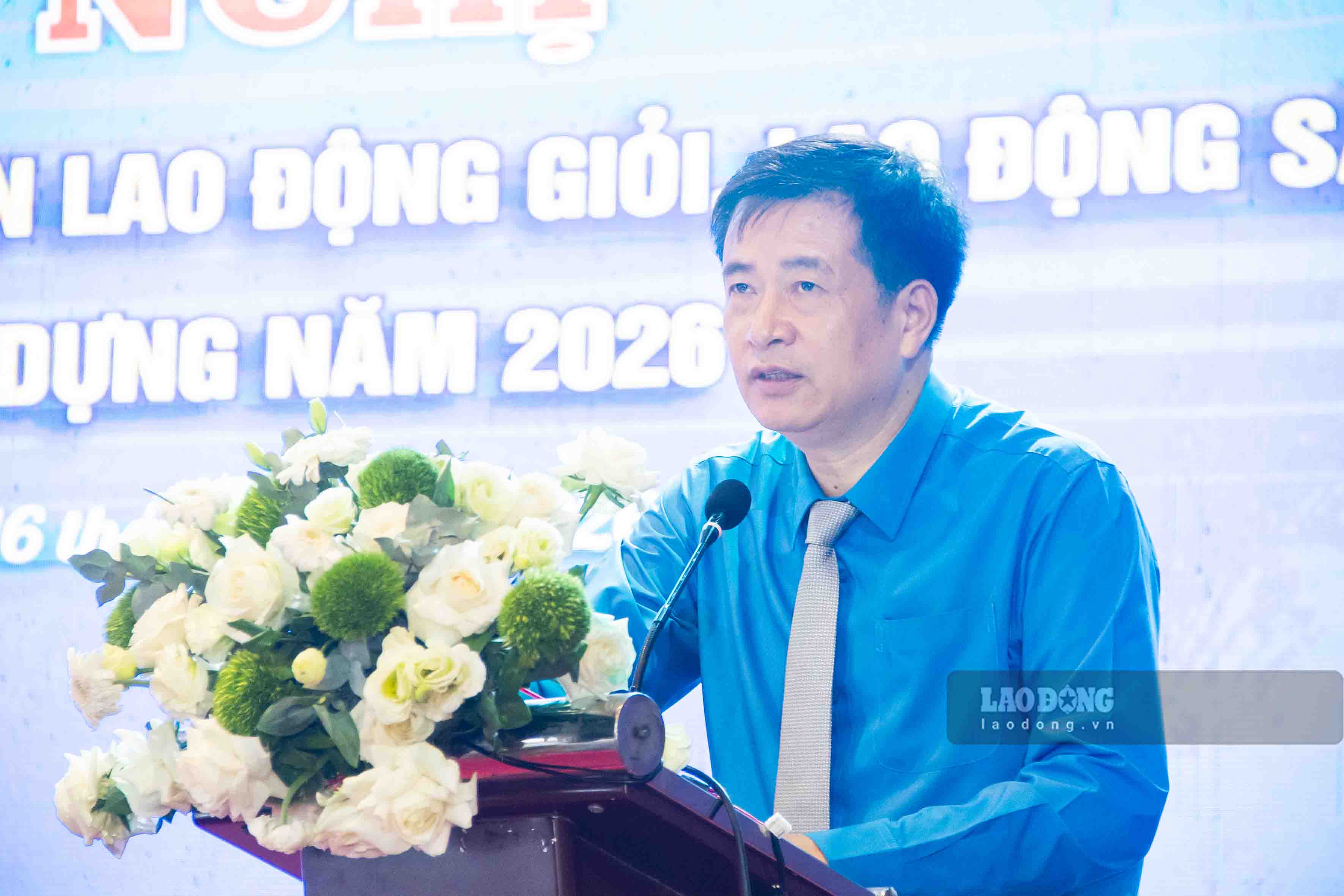 Ông Phạm Hoài Phương - Chủ tịch Công đoàn Xây dựng Việt Nam - khẳng định, những năm qua, cán bộ, công chức, đoàn viên, người lao động ngành Xây dựng Việt Nam đã có hàng nghìn sáng kiến hữu ích. Ảnh: Duy Chương