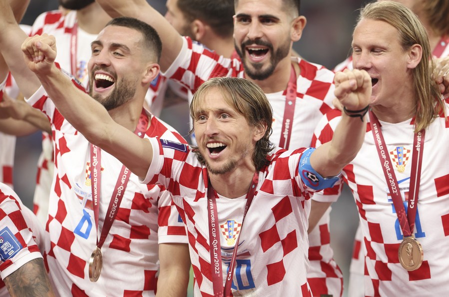 The Croatian national team finished third at the 2022 World Cup after a 2-1 victory over Morocco. Photo: Xinhua