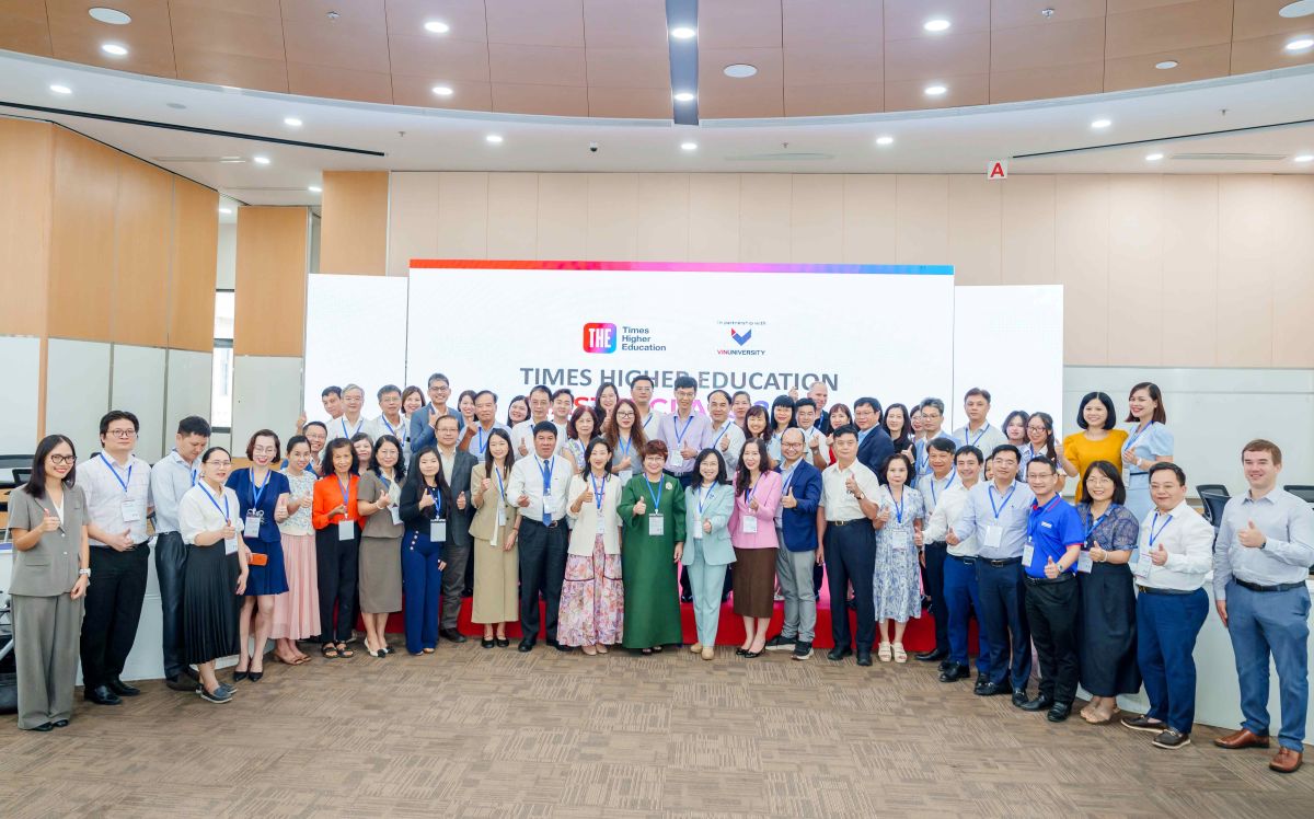 Hội thảo “Từ dữ liệu đến vị thế: Nghiên cứu, phát triển bền vững và sự hiện diện toàn cầu của đại học Việt Nam” do VinUni và Times Higher Education phối hợp tổ chức. Ảnh: VinUni