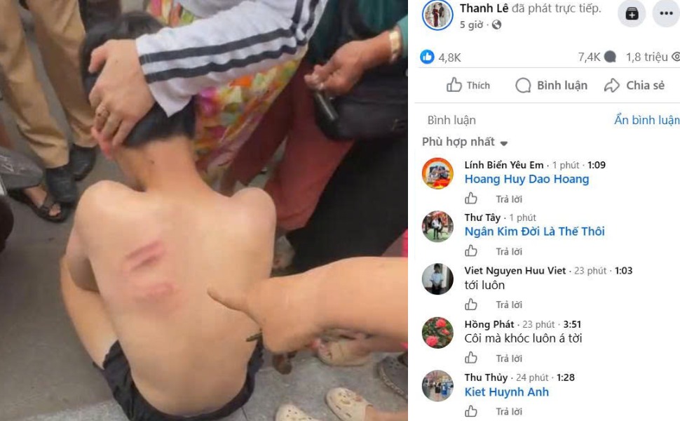 Công an tỉnh Gia Lai đang xác minh thông tin tài khoản Facebook "Thanh Lê" livestream phản ánh cán bộ CSGT truy đuổi, có hành vi đánh con mình. Ảnh chụp màn hình.
