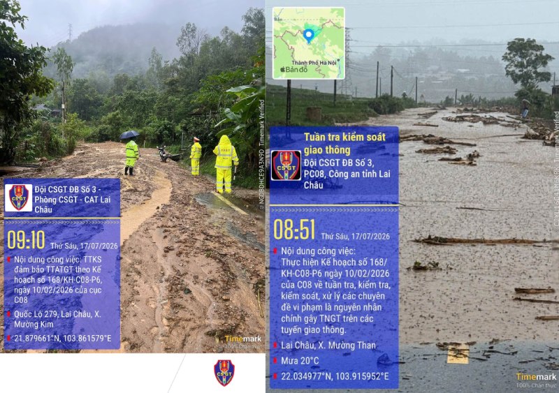 Lai Chau is suffering heavy damage due to floods. Photo: Lai Chau Traffic Police