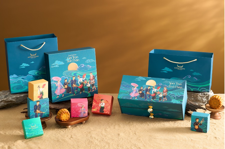 The 2026 high-end Mid-Autumn cake collection "Heritage Sounds - Packaging Family Affection" of Muong Thanh Group is inspired by Vietnamese culture, sending a message of reunion and preserving traditional values. Photo: Muong Thanh