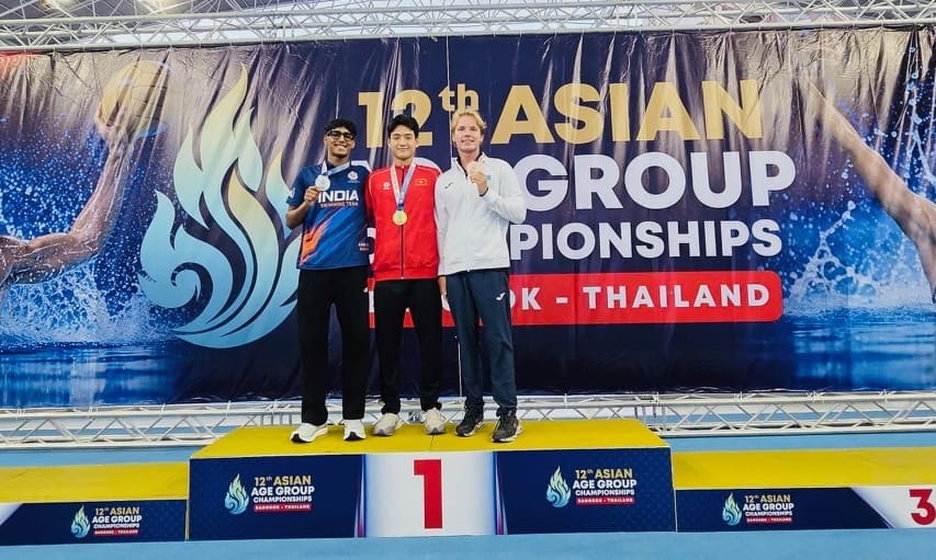 Swimmer Tran Van Nguyen Quoc had good results on the opening day of the tournament in Thailand. Photo: Hoai Viet