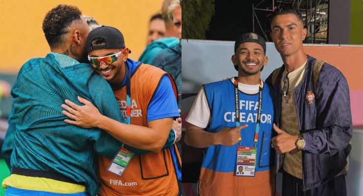 Brazilian actor Nguyen meets many football superstars. Photo: Artist provided.